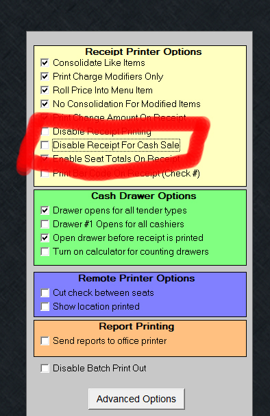 Not Printing Receipts When The Quick Cash Button Is Pressed